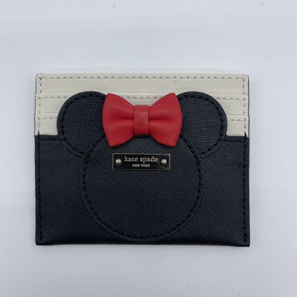 KATE SPADE x DISNEY Minnie Mouse Small Wallet Card Case Holder Black/White/Red